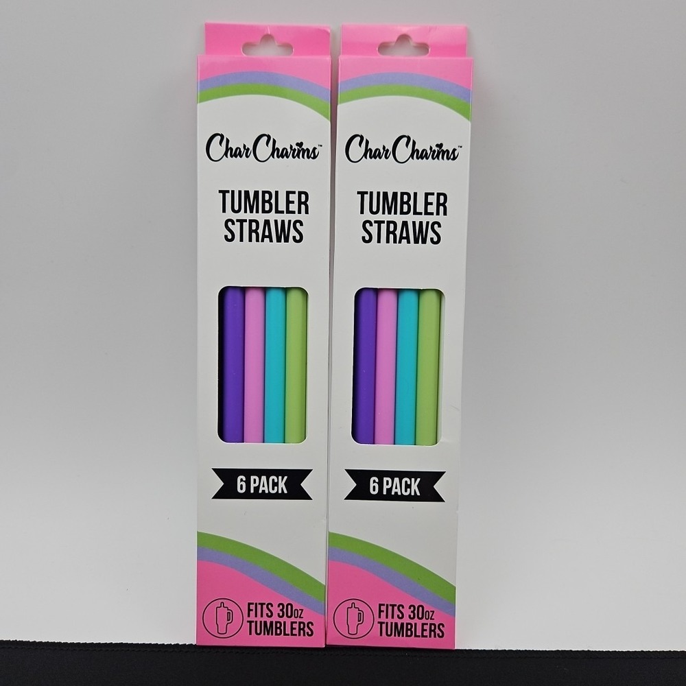 Char Charms Tumbler Straws 6 Pack For 30 Oz Tumblers Lot of 2 New